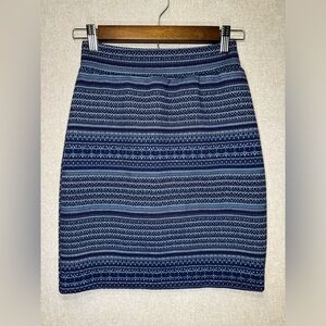 Renee C. Knit Pencil Skirt Blue Striped Preppy Coastal Size Petite XS